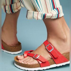 Birkenstock Mayari Red Leather Sandals 6-6.5 Regular Wide